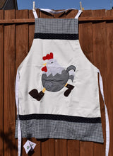 Load image into Gallery viewer, Apron, full-length, appliqué, Hen in boots