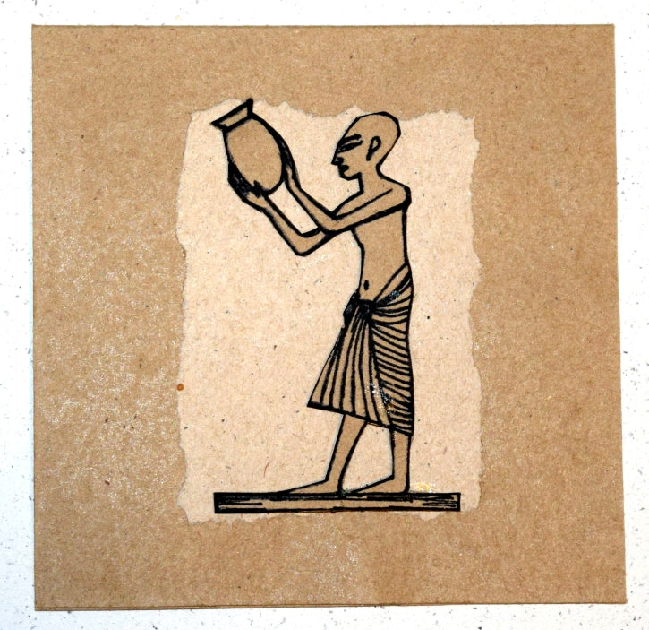 Card, collage, pharaonic, Urn carrier