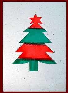 Card, Christmas tree, Ribbon
