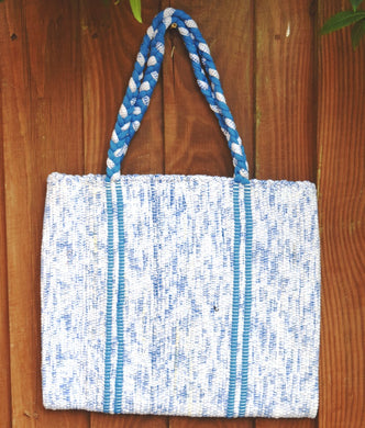 Bag, woven tote, medium, Tweed