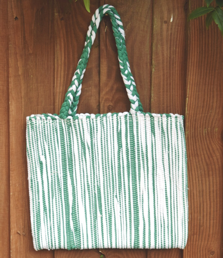 Bag, woven tote, medium, Stripe