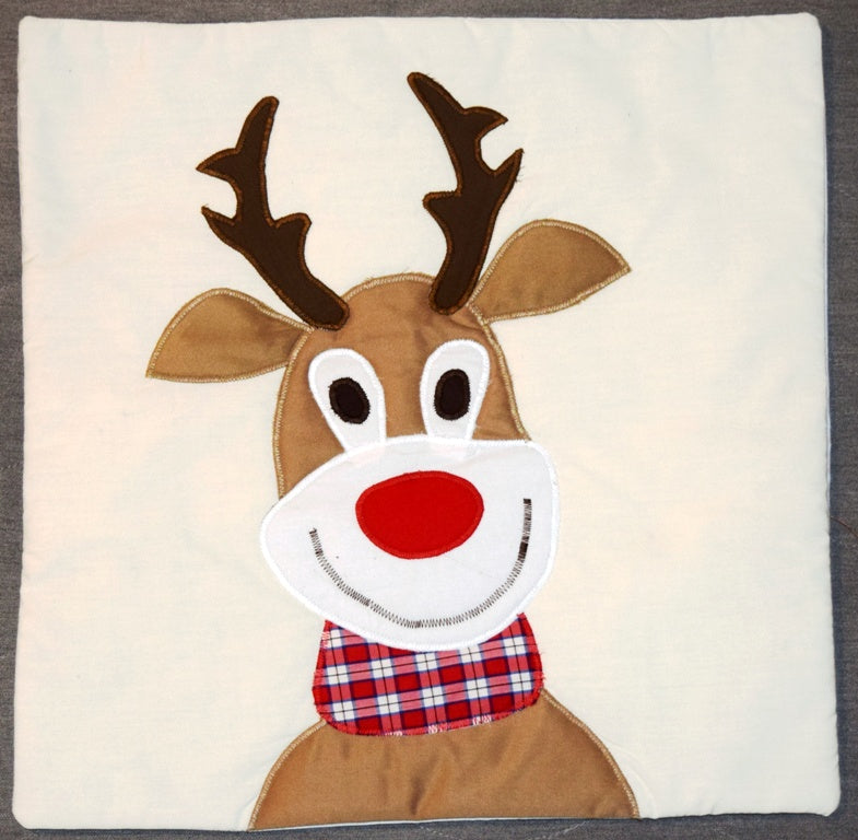 Cushion cover, appliqué, Rudolph