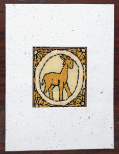 Card, embroidered, Gazelle