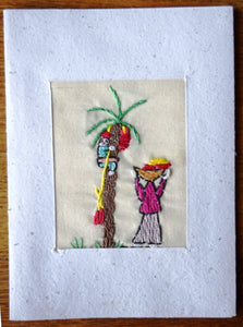 Card, embroidered, Village collection-Date pickers