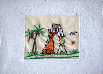 Card, embroidered, Village collection-Water cooler