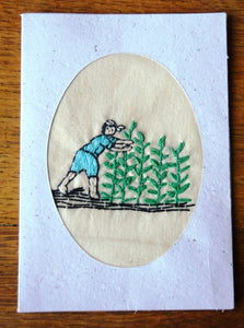 Cards, embroidered, Village-Maize
