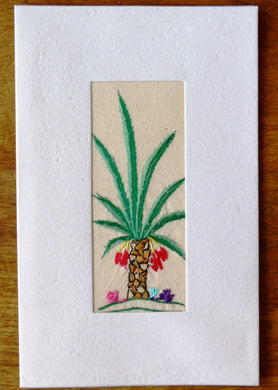 Card, embroidered, large-Date palm