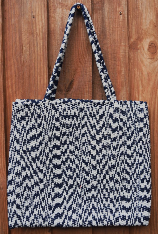 Bag, woven tote, medium, Chevron