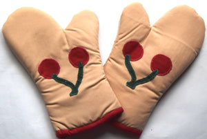 Oven gloves Pair, appliqué, Fruit