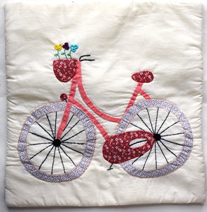 Cushion cover, Appliqué, Bicycle