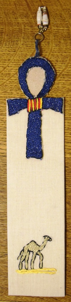 Bookmark, embroidered, Ankh