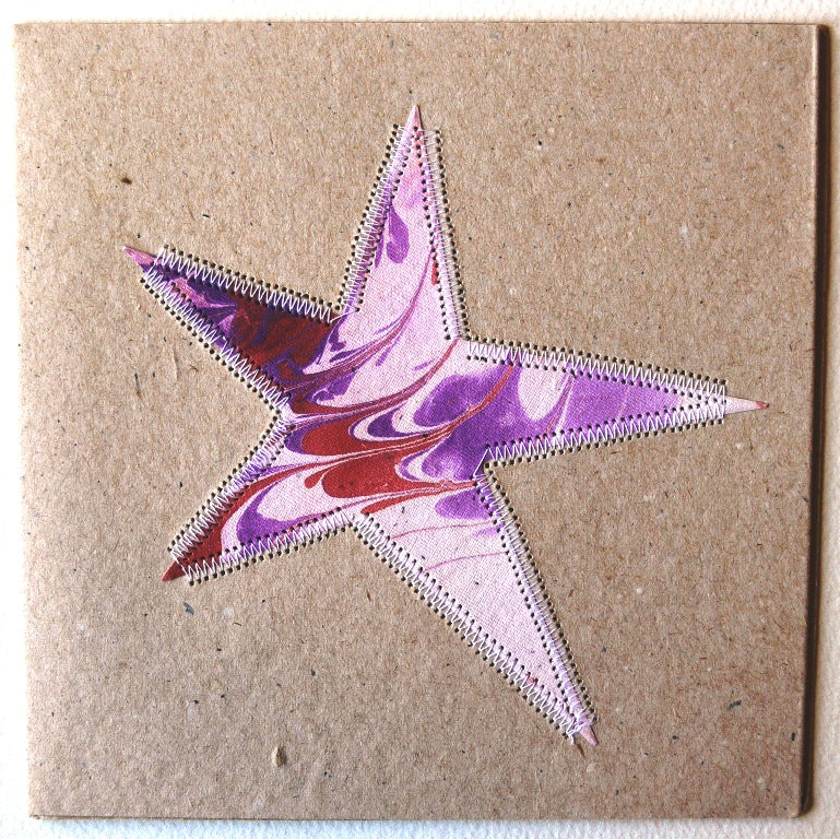 Card, collage, stitched Star