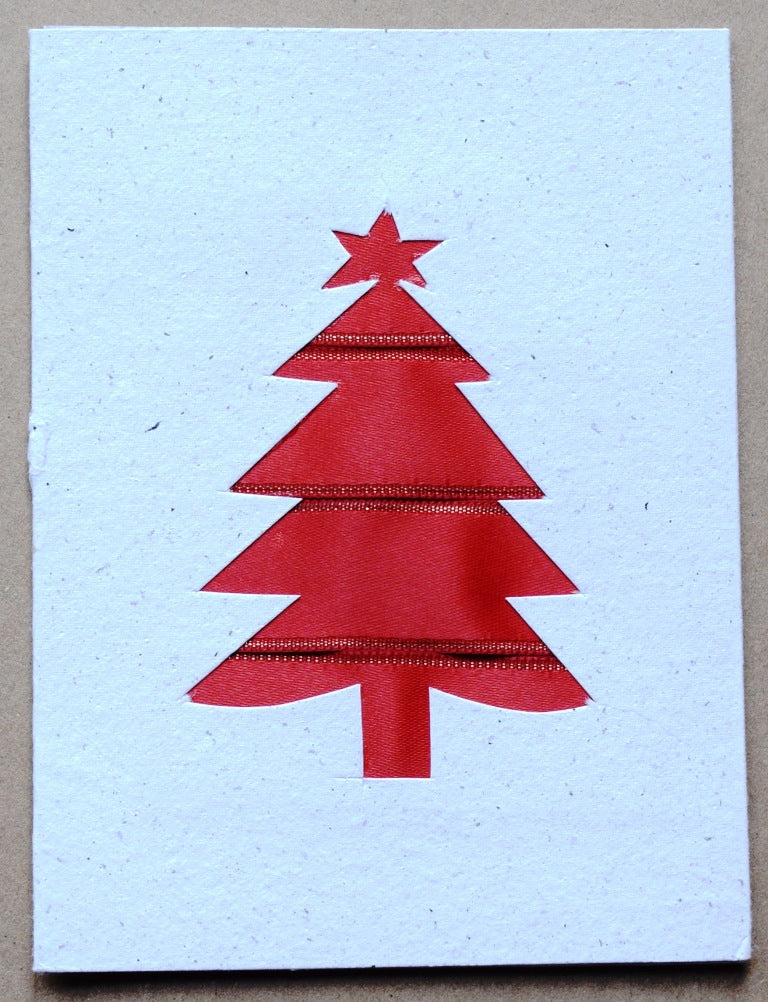 Card, Christmas tree, Ribbon