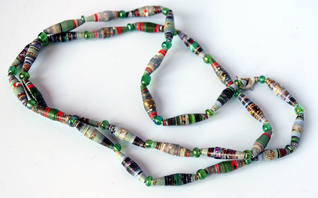 Necklace, Paper Beads, single strand