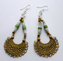 Load image into Gallery viewer, Earrings, Paper bead, Crescent