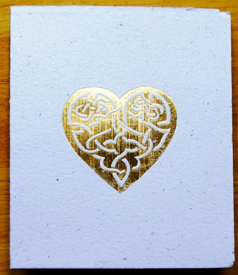 Card, Gold print, Heart