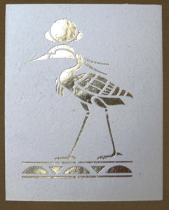 Card, Gold print, Heron