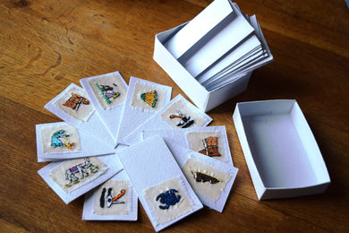 Cards, embroidered, small -Box of 10