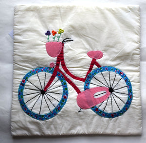 Cushion cover, Appliqué, Bicycle