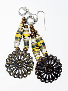 Earrings, Paper bead, Wheel